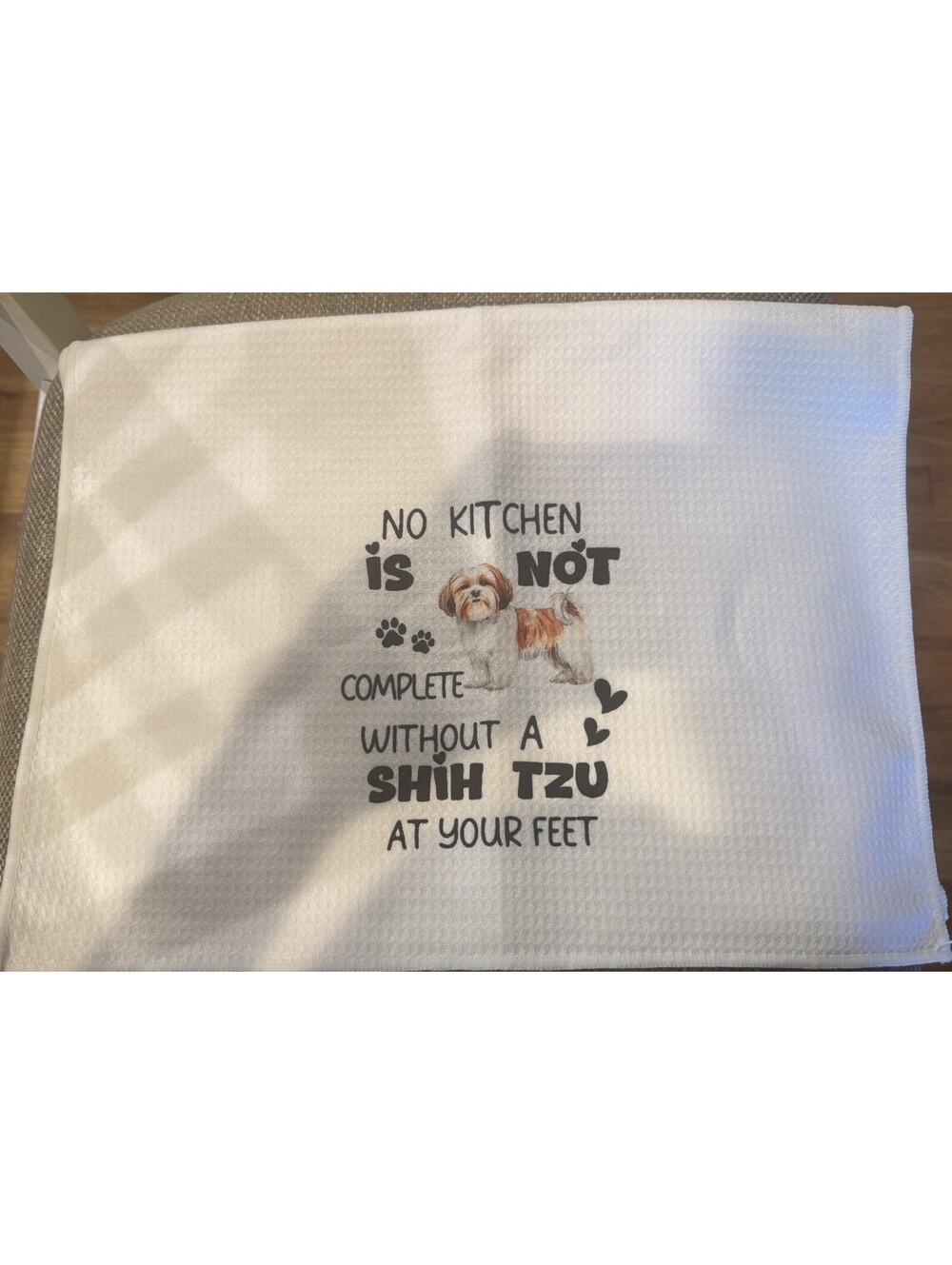 Net Set (2) Waffle Weave Shihtzu Kitchen Towels White Dog